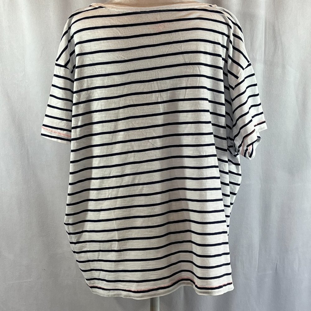Vineyard Vines Surftee White & Navy Blue Stripes Orange Trim Top T-Shirt… - Picture 4 of 7